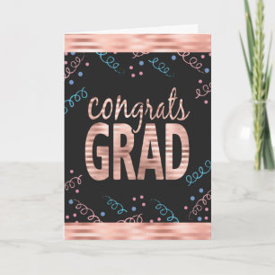 Carte Félicitations Grand Blush Rose Faux Foil et Confet