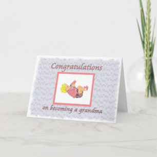 Carte Félicitations grand-mère bébé en rose