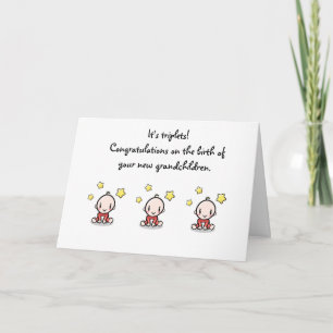 Carte Félicitations Grand-Parents De Triplet Babies,