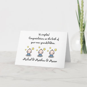 Carte Félicitations Grand-Parents De Triplet Babies,