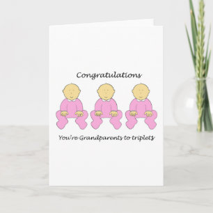 Carte Félicitations grands-parents aux triplés féminins