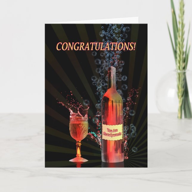 Carte Félicitations grands-parents, éclaboussure du vin (Devant)