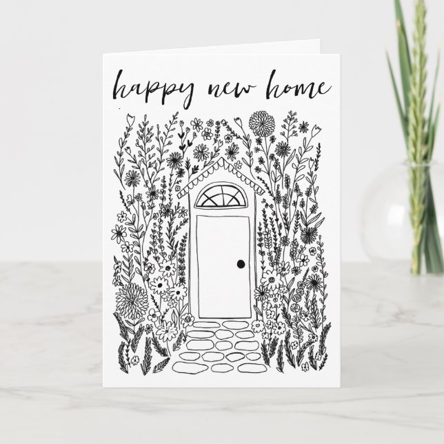 Carte Félicitations Happy New Home Garden Door Custom (Devant)