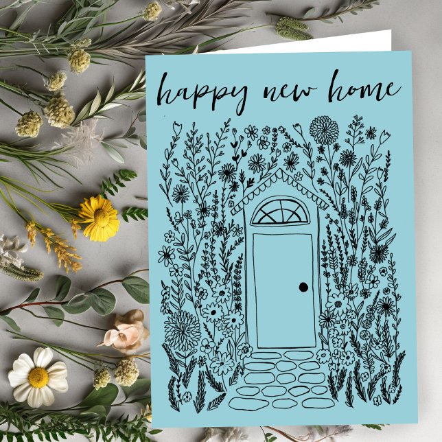 Carte Félicitations Happy New Home Garden Door Custom (Congratulations on your new House Happy New Home Garden Door Custom Card
)