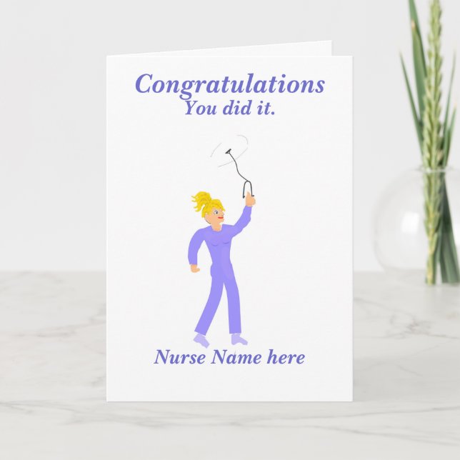 Carte Félicitations Infirmière diplômée 'Nom' (Devant)