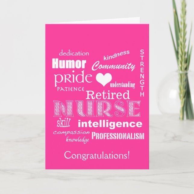 Carte Félicitations Infirmière retraite!-Vibrant rose (Devant)