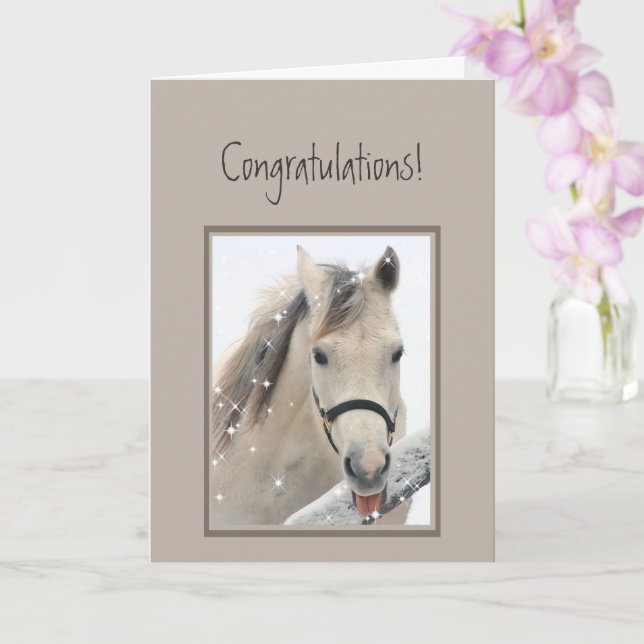 Carte Félicitations Je suis un Cheval Jeune avec Attitud (Orchidée)