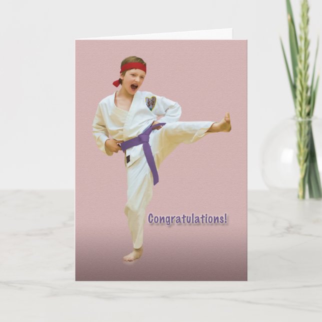 Carte Félicitations, Karate Belt Advancement, Purple (Devant)