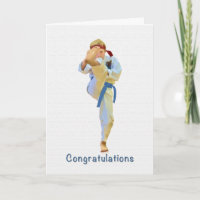 Félicitations, Karate Kicking Blue Belt Card