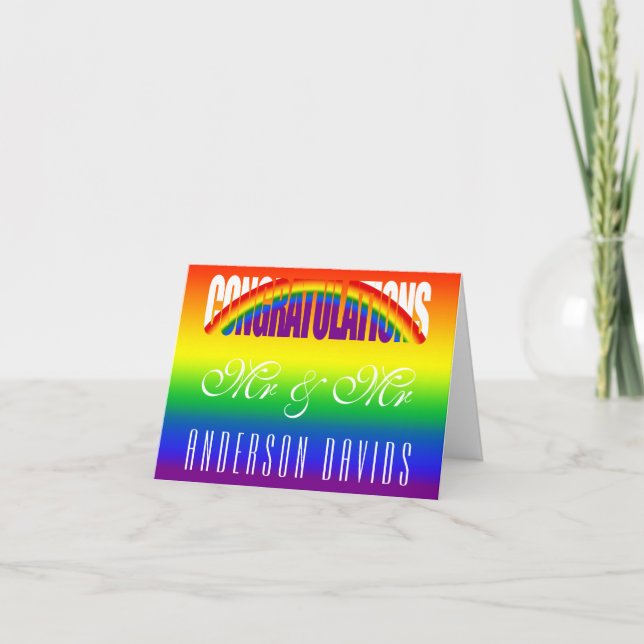 Carte Félicitations LGBT Rainbow Flag Gay Couple (Devant)