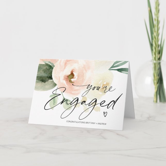 Carte Félicitations M. Mme Blush Floral (Devant)