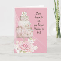 Félicitations Mariage Card Cake & Flowers