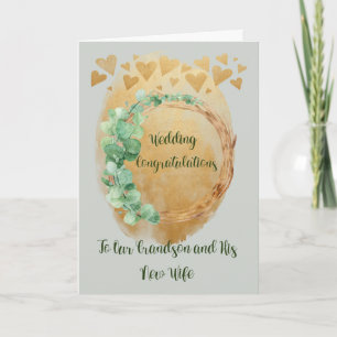 Carte Félicitations Mariage Card Grandson & New Wife