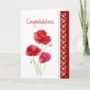 Carte Félicitations Mariage Coquelicots Jardin Fleurs