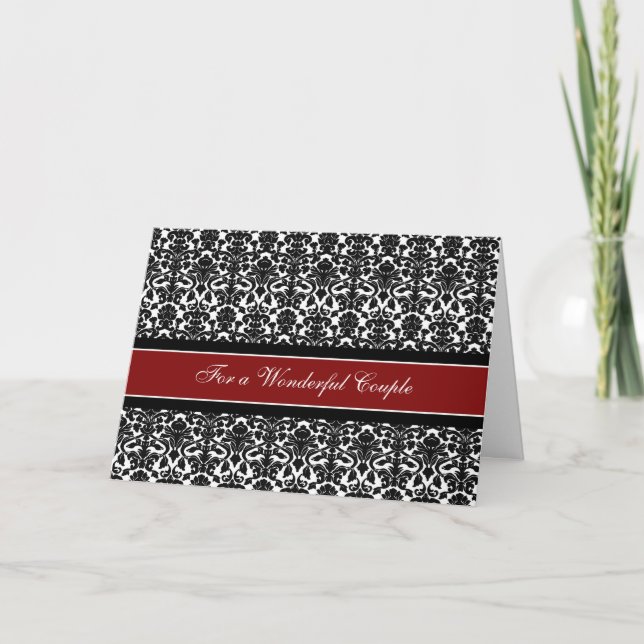 Carte Félicitations Mariage Couple Rouge Noir (Devant)