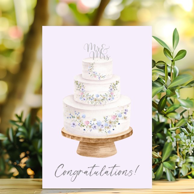 Carte Félicitations Mariage Fleur sauvage Cake (Créateur téléchargé)