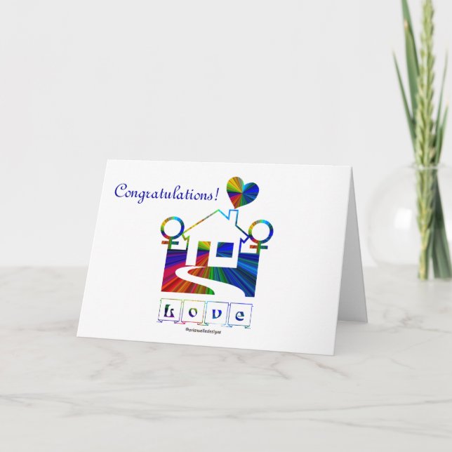 Carte Félicitations ! - Mariage gay Rainbow House/Citati (Devant)