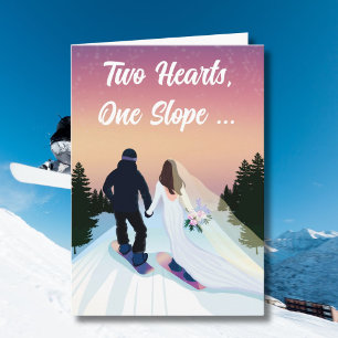 Carte Félicitations Mariage Mariée & Marié Snowboard
