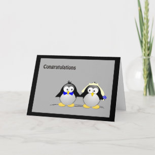 Carte Félicitations Mariage- Pingouins