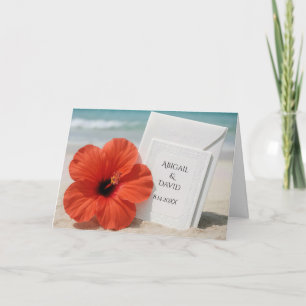 Carte Félicitations Mariage Plage Avec Fleur Hibiscus