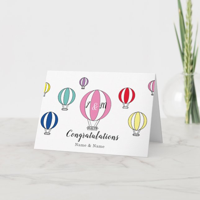 Carte félicitations mariages arc-en-ciel montgolfières (Devant)