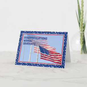 Carte Félicitations Marine Graduate Card avec drapeaux