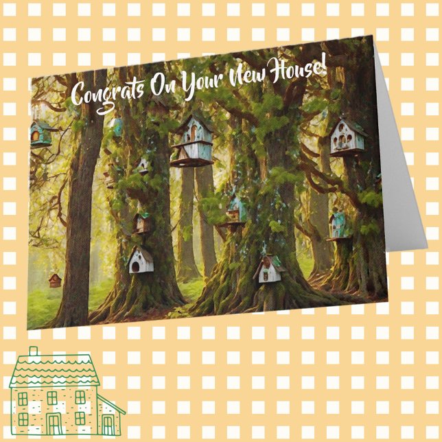 Carte Félicitations mignonnes pour une nouvelle maison - (New house, moving congratulations card.)