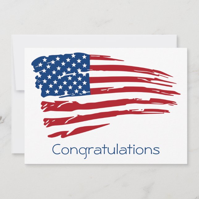 Carte Félicitations militaires du drapeau patriotique am (Devant)