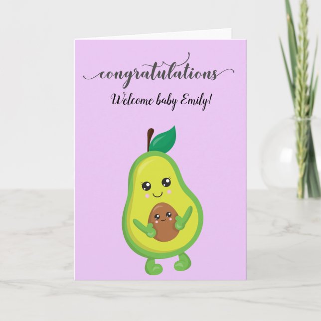 Carte Félicitations New Baby Birth Shower Avocado (Devant)