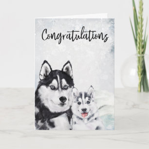 Carte Félicitations New Baby Mama Husky Dog