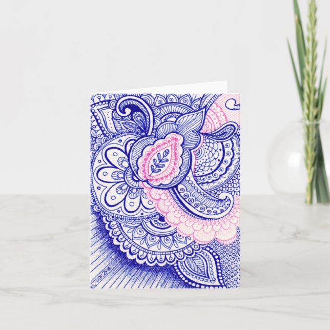 Carte Félicitations New Baby Mom Damask Indian Mandala (Devant)