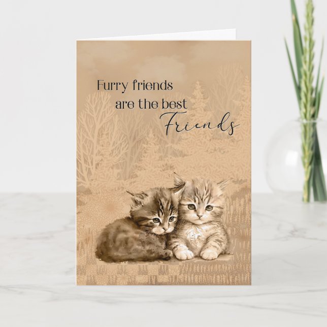 Carte Félicitations New Cat ou Kitten Furry Friends (Devant)