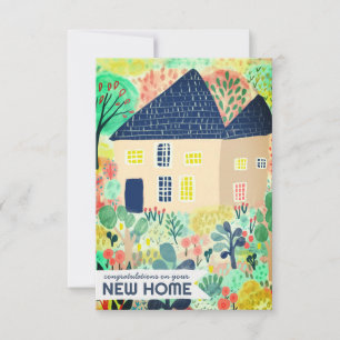 Carte Félicitations New Home Jardin Aquarelle Cute