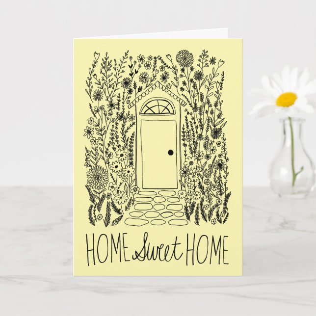 Carte Félicitations New Home Sweet Garden Door Custom (Petite plante)