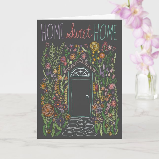 Carte Félicitations New Home Sweet Garden Door Custom (Orchidée)
