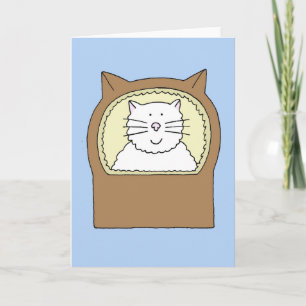 Carte Félicitations New Pet Cat Cartoon Chat en Panier