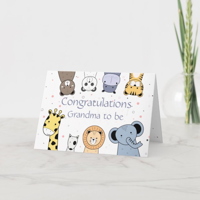 Carte Félicitations Nouveau Bébé Amusant Animaux Caricat (Devant)