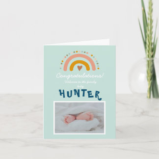 Carte Félicitations Nouveau bébé garçon photo Rainbow Ca