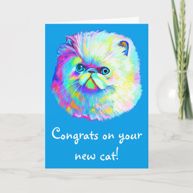 Carte Félicitations Nouveau chat en couleurs (Devant)