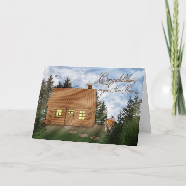 Carte Félicitations - Nouvelle Maison - Charming LogHome (Devant)