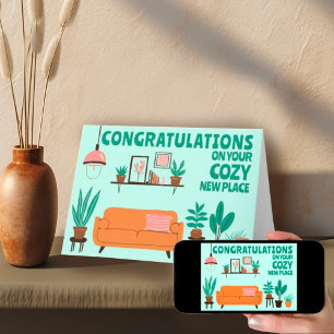 Carte Félicitations Nouvelle Maison Coin salon Cozy Cute