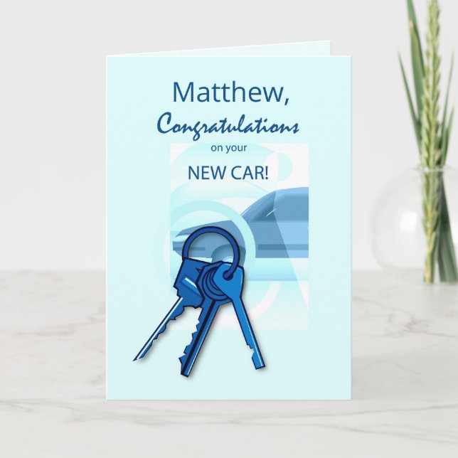 Carte Félicitations Nouvelle voiture Blue Personnaliser  (Devant)