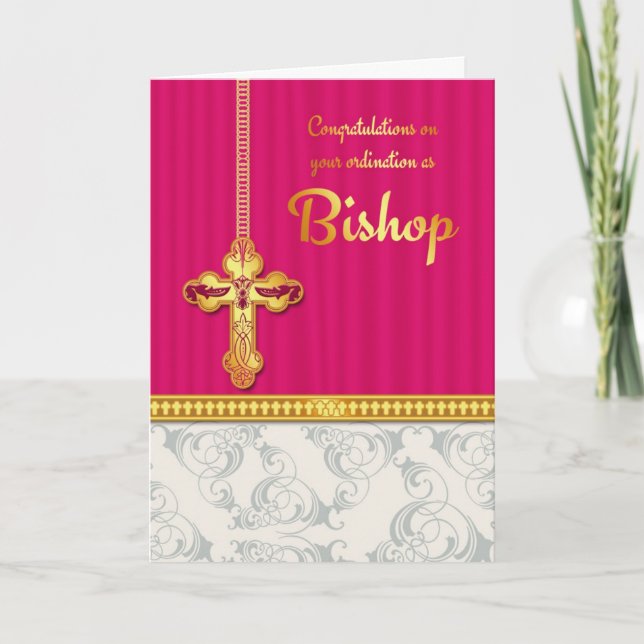 Carte Félicitations Ordination Évêque En Couleur Mélangé (Devant)