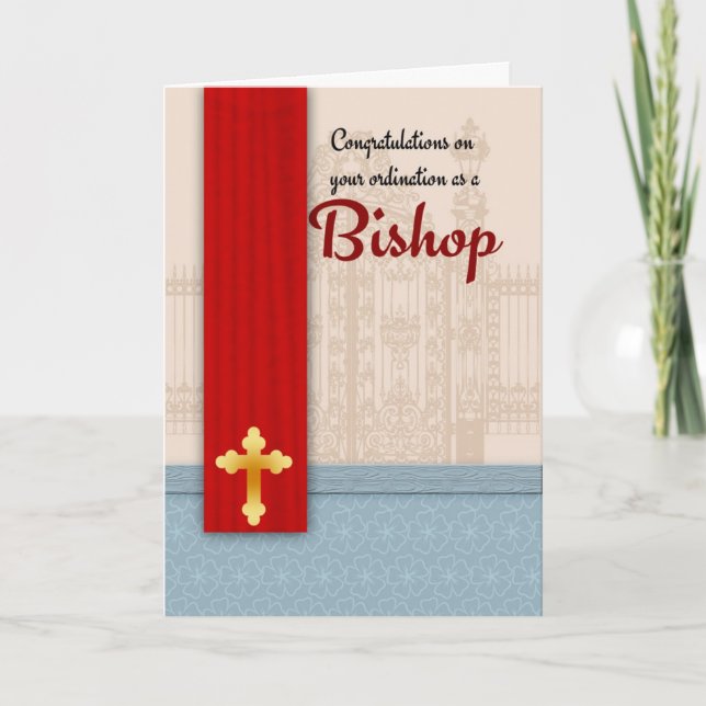 Carte Félicitations Ordination Mgr En Parchemin (Devant)