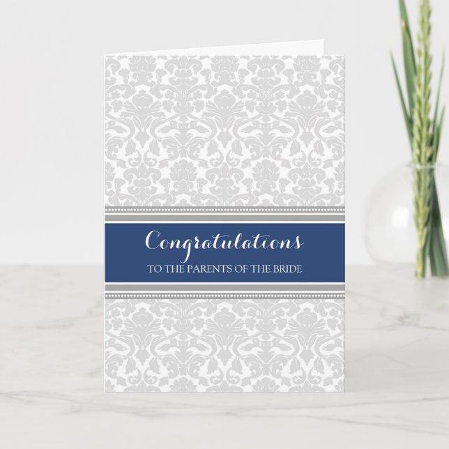 Carte Félicitations Parents de la Mariée Bleu Gris (Devant)