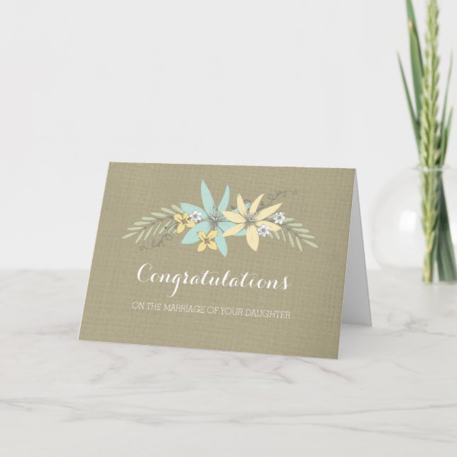 Carte Félicitations Parents de la mariée Burlap (Devant)