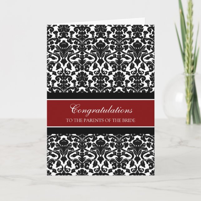 Carte Félicitations Parents de la Mariée Rouge Noir (Devant)