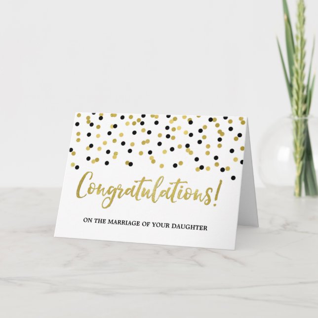 Carte Félicitations Parents of the Bride Gold Black (Devant)