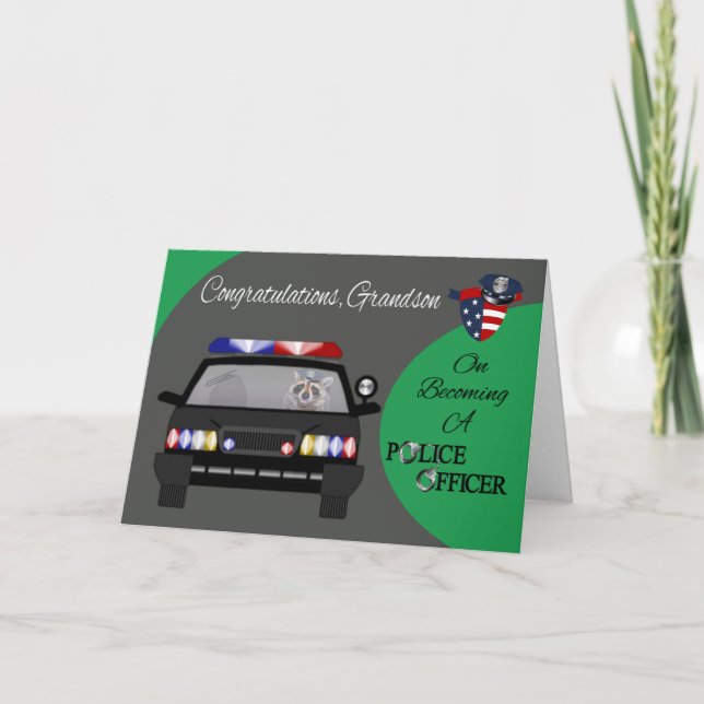 Carte Félicitations, petit-fils, policier (Devant)