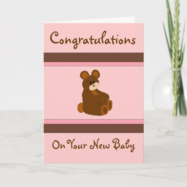 Carte Félicitations pour bébé rose (Devant)